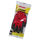 Beybi Zebra Nitril Kaplama Örme Eldiven Kırmızı İşçi Eldiveni (15 Çift)